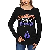 For G and PL Halloween Womens Maternity Pregnancy Pregnant Costume Long Sleeve Couple Shirt Something Good is Brewing S