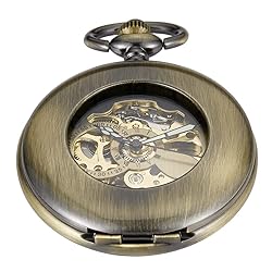 Bronze Smooth Vintage Skeleton Mechanical Pocket