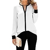 SOFIA'S CHOICE Women's Bow Tie Neck Corporate Outfits Long Sleeve Dressy Blouse Casual Business Shirt Top