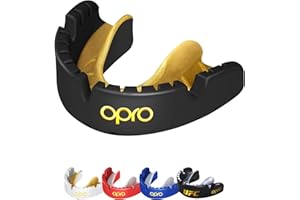OPRO Gold Level Braces Mouth Guard, Moldable Mouthguard for Comfort & Fit for Boxing, Hockey, MMA, UFC, Football, Braces Protection, Youth & Adult Mouthguard with Case Included, Black