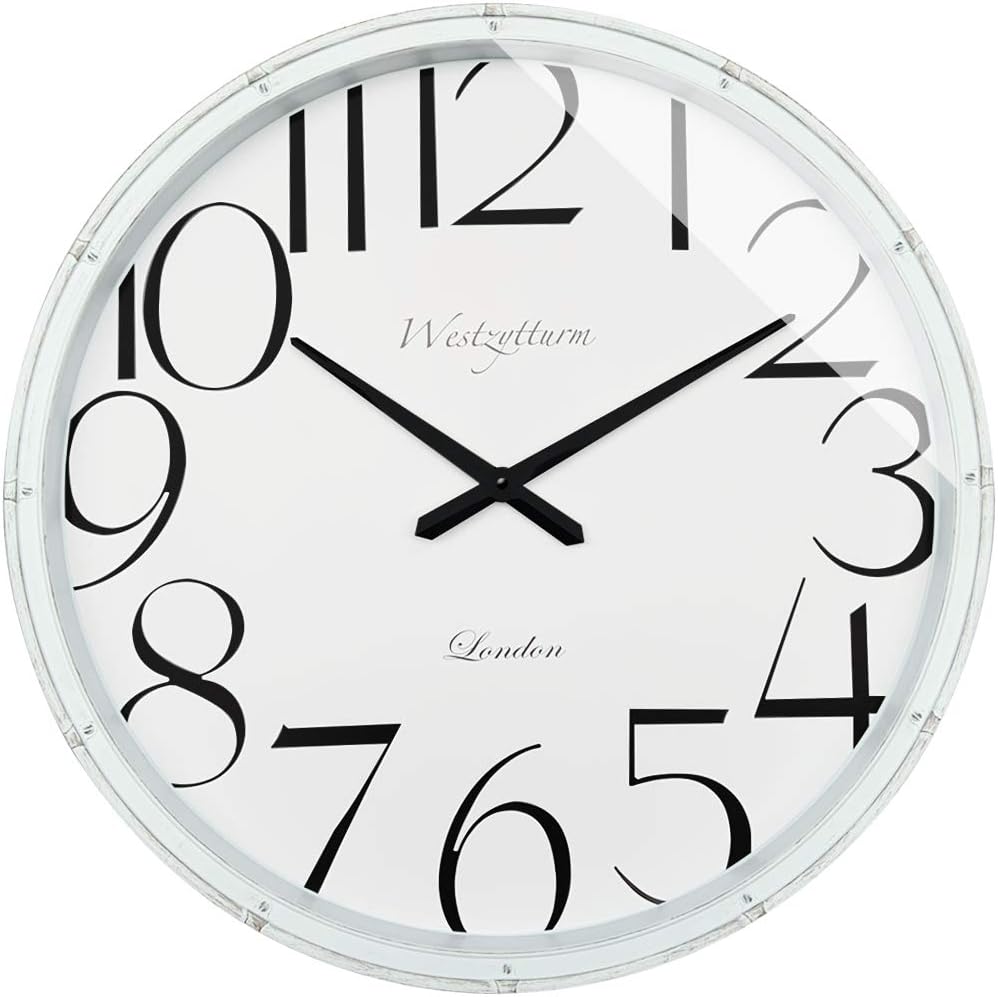 Westzytturm 30 inch Wall Clock White Large Decorative