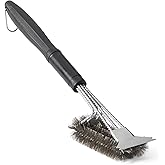 鶹 Basics Grill Scraper and Brush, with Deluxe Handle, Safe Wire Grill Brush BBQ Cleaning, for Gas Infrared Charcoal Porc