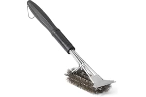 鶹 Basics Grill Scraper and Brush, with Deluxe Handle, Safe Wire Grill Brush BBQ Cleaning, for Gas Infrared Charcoal Porc