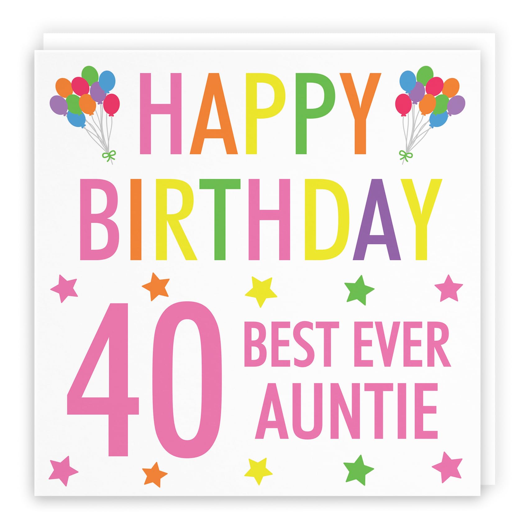 Hunts England - Auntie 40th Birthday Card - Happy Birthday - Best Ever Auntie - Colourful Collection - Fun Card
