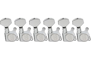 Wilkinson 6 inline E-Z-LOK Guitar Tuners Machine Heads Tuning Pegs Keys Set for Fender Stratocaster/Telecaster Electric Guitar, Chrome