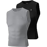 Runhit 2 Pack Men's Compression Shirts Sleeveless Workout Athletic Tank Top Sports Base Layer Undershirt