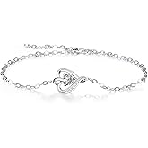 Alittlecare white Gold Plated Bracelets for Women, Infinity Heart 925 Sterling Silver Adjustable Chain, Romantic Gift for Wife Girlfriend, Birthday Anniversary Valentine's Day Jewelry