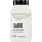 NutraBio CoQ10 Dietary Supplement, Healthy Heart Function & Cellular Energy Production, 100mg - 60 Capsules