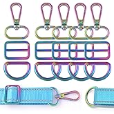 Rainbow Swivel Clasp Claw Hooks - 25mm Swivel Hook with D Rings Set Slide Buckle for Purses Keychain Lanyard 5 Set (Rainbow)