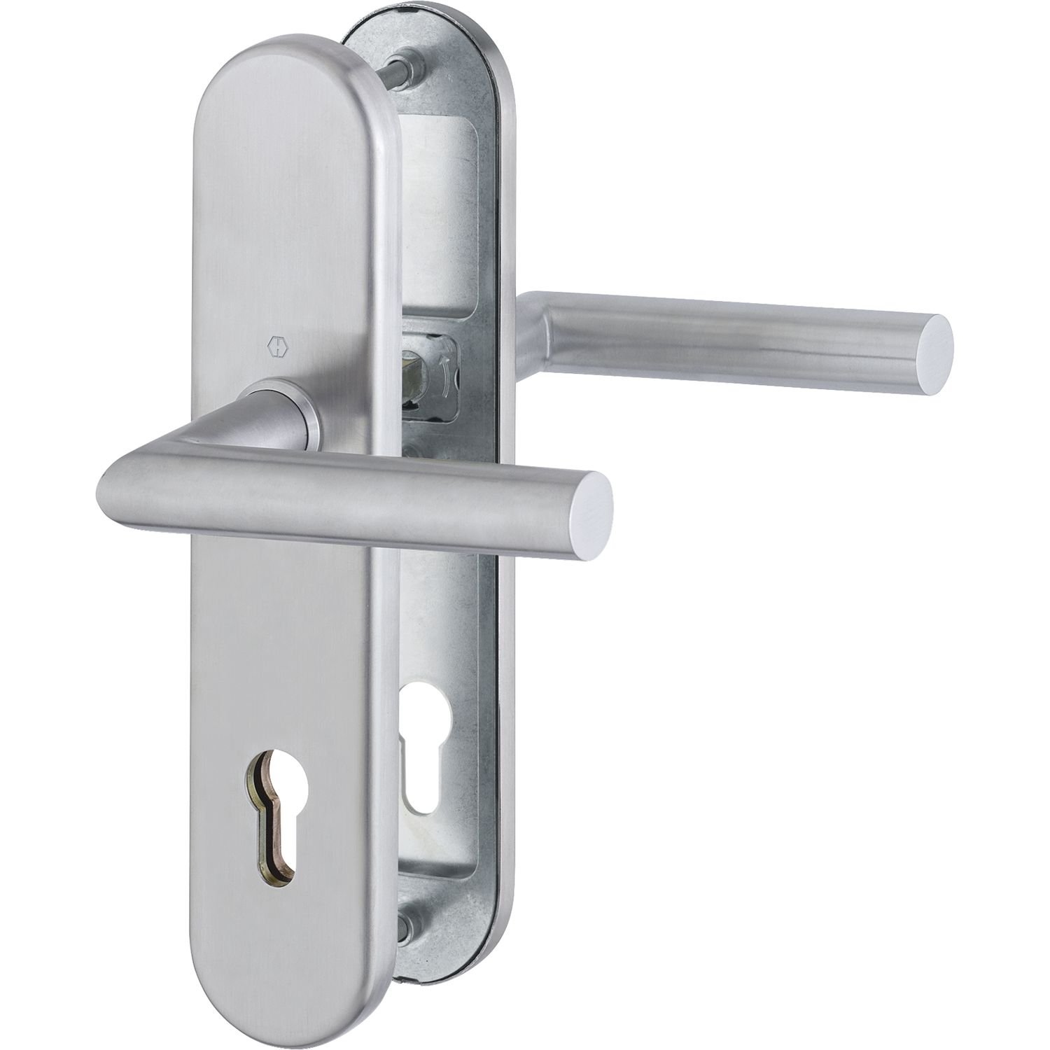 HOPPE Stockholm Ö-Norm Removal 88 mm Stainless Steel Matt Long Plate Profile Cylinder for Door Thickness 62-72 mm Without Core Pull Protection Testing: RC2 According to EN 1906 1 Piece Safety Fitting
