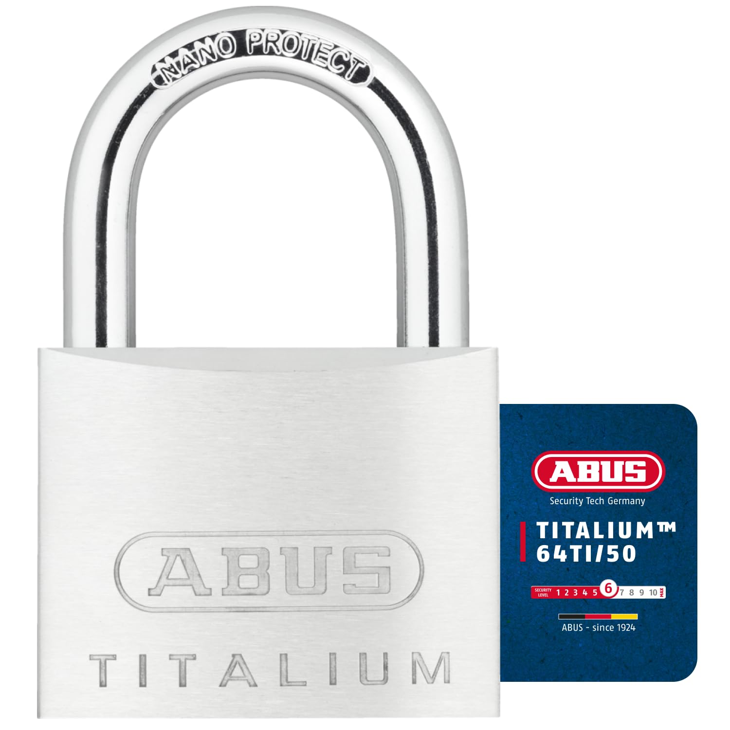 ABUS Titalium 64TI/50 Padlock - Basement Lock with Lock Body Made of Special Aluminium - Hardened Steel Shackle - ABUS Security Level 6