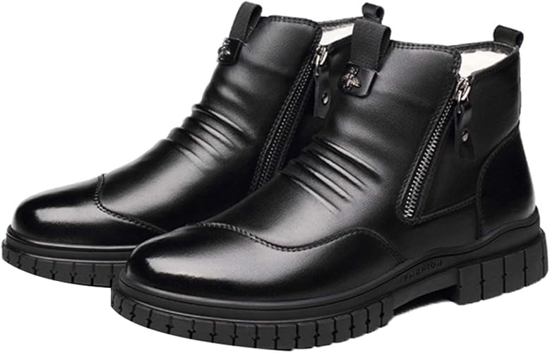 Amazon スノーブーツ メンズ サイドジッパー ショート スノーシューズ 幅広 ス 合成牛革 裏起毛 ムートンブーツ 防水 防寒 防滑 保暖 冬用 カジュアル 雪靴 綿靴 防寒ブーツ 父の日 カジュアル ビジネスシューズ 敬老の日 ムリョシューズ ビジネスシューズ