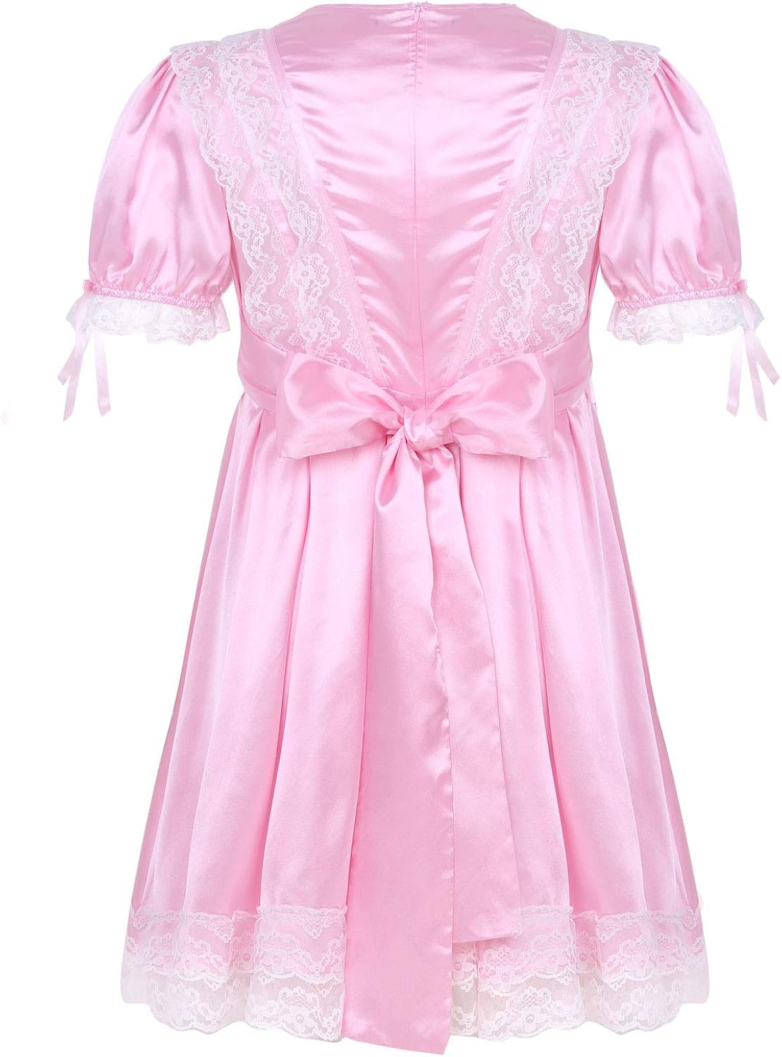 iiniim Men's Sissy Lingerie Dress Shiny Satin Frilly Crossdressing Pajamas Cosplay Nightwear - Image 3
