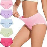 CleainKorte Womens Cotton Underwear Hipster Ladies Panties for Women Mid Rise Coverage Briefs Strech Breathable - 5 Pack