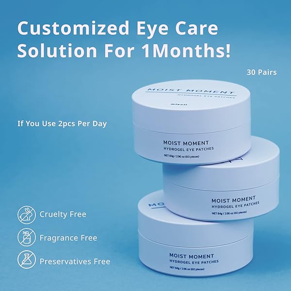 MISOLI MOIST MOMENT UNDER EYE PATCHES | HYDRATING EYE TREATMENT GEL MASKS WITH HYALURONIC ACID & SQUALANE | UNDER EYE MASKS FOR DARK CIRCLES AND PUFFINESS, UNDER EYE BAGS, WRINKLE CARE, MEN AND WOMEN