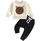 Toddler Baby Boy Fall Clothes Long Sleeve Dinosaur/Bear Print Sweatshirt Pants Set Cute Infant 0-3T Winter Outfits