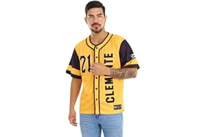 TAINOWEARS Roberto Clemente Pirates Jersey – Puerto Rico, 21, Yellow, Short Sleeve Baseball Jersey