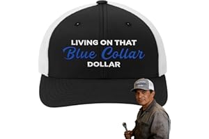 Blue Collar Dollar Trucker Hat, Living On that Blue Collar Dollar Cap, Fun Premium Adjustable Baseball Hat for Men & Women