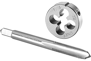 Burkit 1/4"-32 UNEF Tap and Die Set Right Hand, 1/4 x 32 UNEF Machine Thread Tap and Round Die