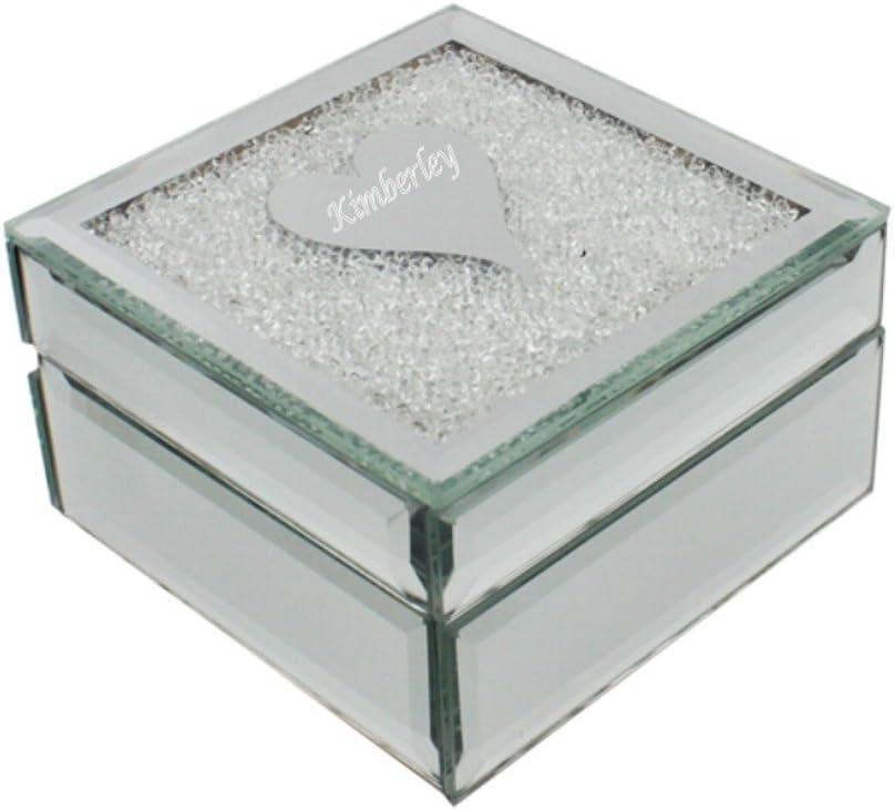 Engraved Glass Heart Design Jewellery Box
