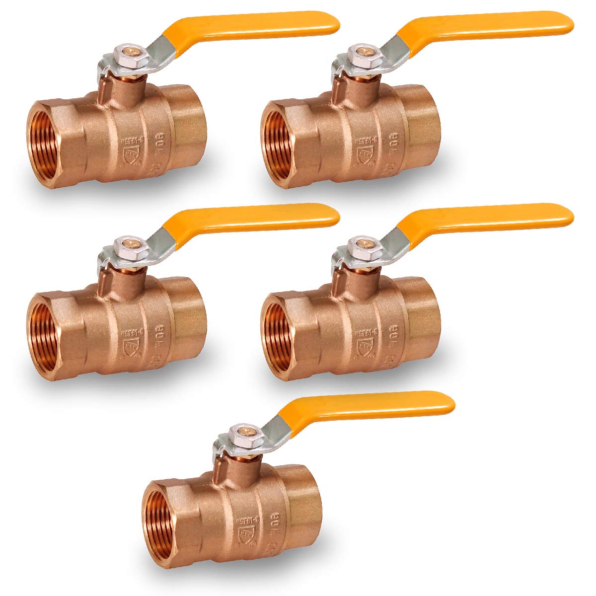 Midline Valve 827T223-NL-5 Premium Full Port Ball Valve, Brass, 1 in. FIP x 1 in. FIP (5 Pack) Image