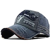 YULOONG Vintage Cotton Baseball Cap Denim Frayed Edge Sunhat Adjustable Unisex