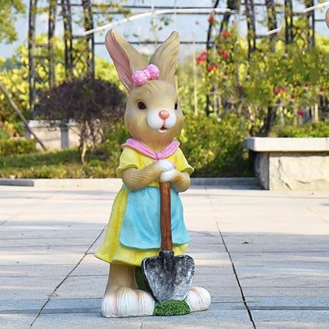 Amazon ウサギ像 バニー 人形 インテリア クリエイティブ 動物 手作り 彫刻 ホーム 庭 装飾 品 ホーム 庭 装飾 品 コレクター クラフト 家具 イエロー 37x29x81cm 置物 オブジェ オンライン通販