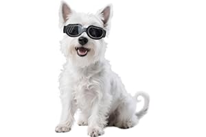 Namsan Dog Goggles Small Breed, Anti-UV Sunglasses for Dogs Small Breeds, Windproof Riding Dog Eye Protection, Yorkie Glasses with Elastic Straps, Easy Put-on/Adjustable, Bright Black