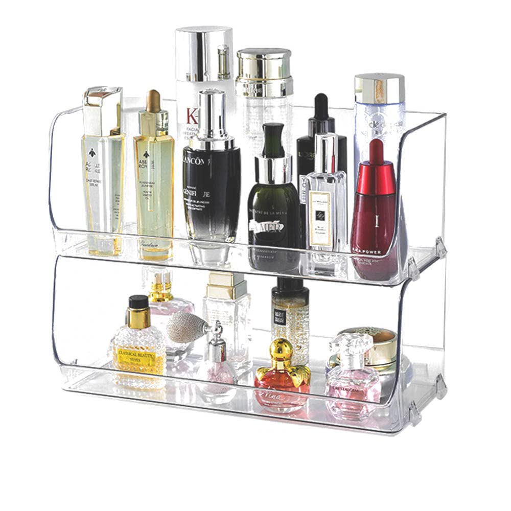 Makeup Storage Box,Makeup Organizer Storage Clear Organizer Perfumes Display Stand Box Toiletry Organiser for Bathroom Dressing Vanity Desk Holder