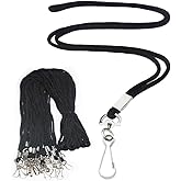 BAITEER 120 Pcs Black Lanyards Premium Bulk Lanyards Round 36" with Swivel J Hook for ID Name Badge Holder, VIP, School, Kids, Coach, Conference, Festival and Hang Keys