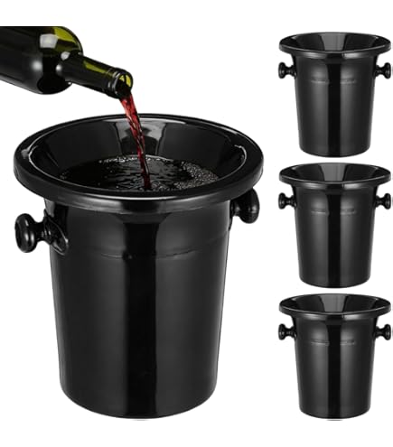 TsoLay 2X Wine Dump Black Plastic Wine Spittoon - Standaard Grootte met Zwarte Trechter Champagne Emmer