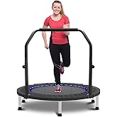 HYD-Parts 40" 48" Mini Trampoline for Adults and Kids Exercise Rebounder with Adjustable Bar Fitness Trampoline Indoor Max Load 330 440lbs