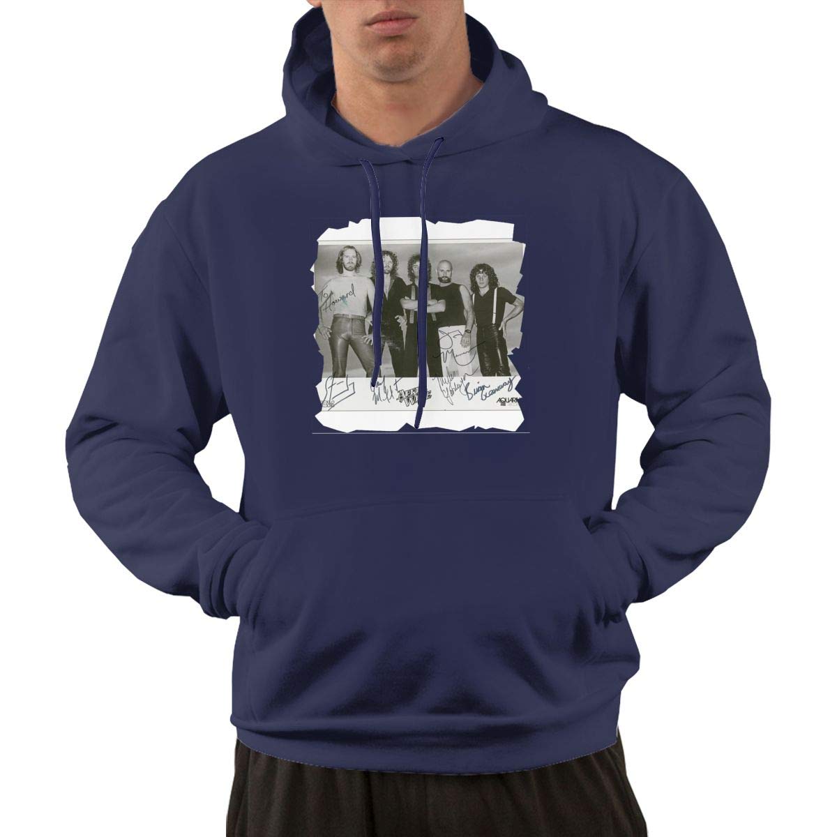 Erman Pullover Retro Navy Print April Wine Fashion Hooded Shirts With Pocket 3