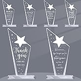 Geelin 6 Pcs Employee Appreciation Gift Acrylic Thank You Gifts Inspirational Plaque Keepsake for Coworker Teacher Nurse Team Volunteer Retirement Awards(Star)