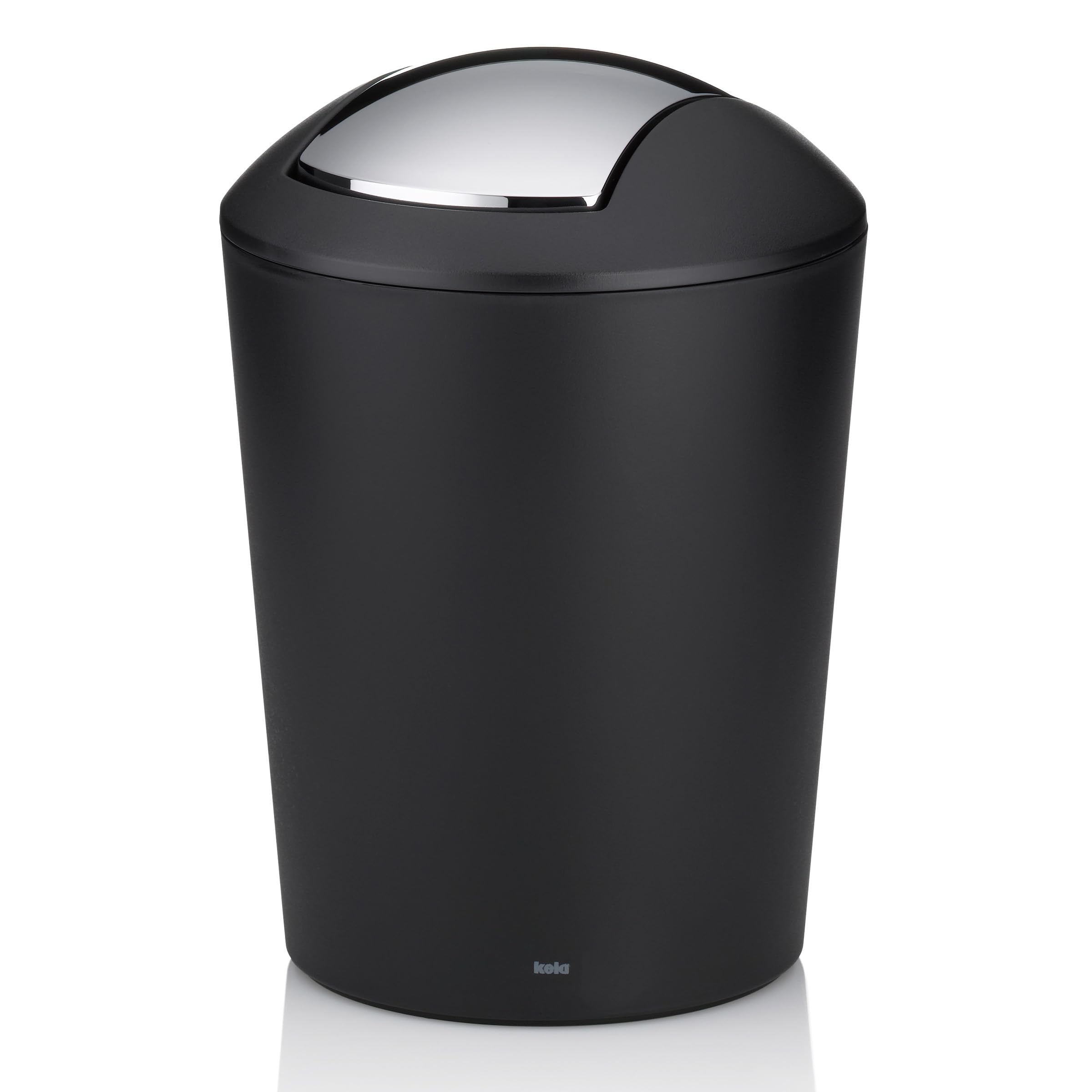 Kela cosmetic bin black 1.7l, mini waste bin bathroom with swing lid, plastic, MARTA, small table waste bin black matt