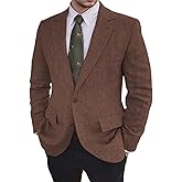 Tweed Men's Suit Jacket Blazer Wool Blend Formal Prom Dinner Herringbone Tuxedo Jackets Blazers Business Suits Separates Sport Coats for Men Brown 2XL