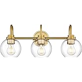 Audickic Bathroom Light Fixtures, 3-Light Brushed Gold Vanity Lights with Globe Clear Glass, Champagne Bronze Vanity Lighting