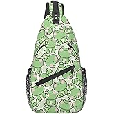 Krirteh Cute Frog Sling Bag For Women Men Fashion Backpack Crossbody Frogs Shoulder Bag Sling Backpack Chest Bag Travel Hiking Casual Sport Daypack