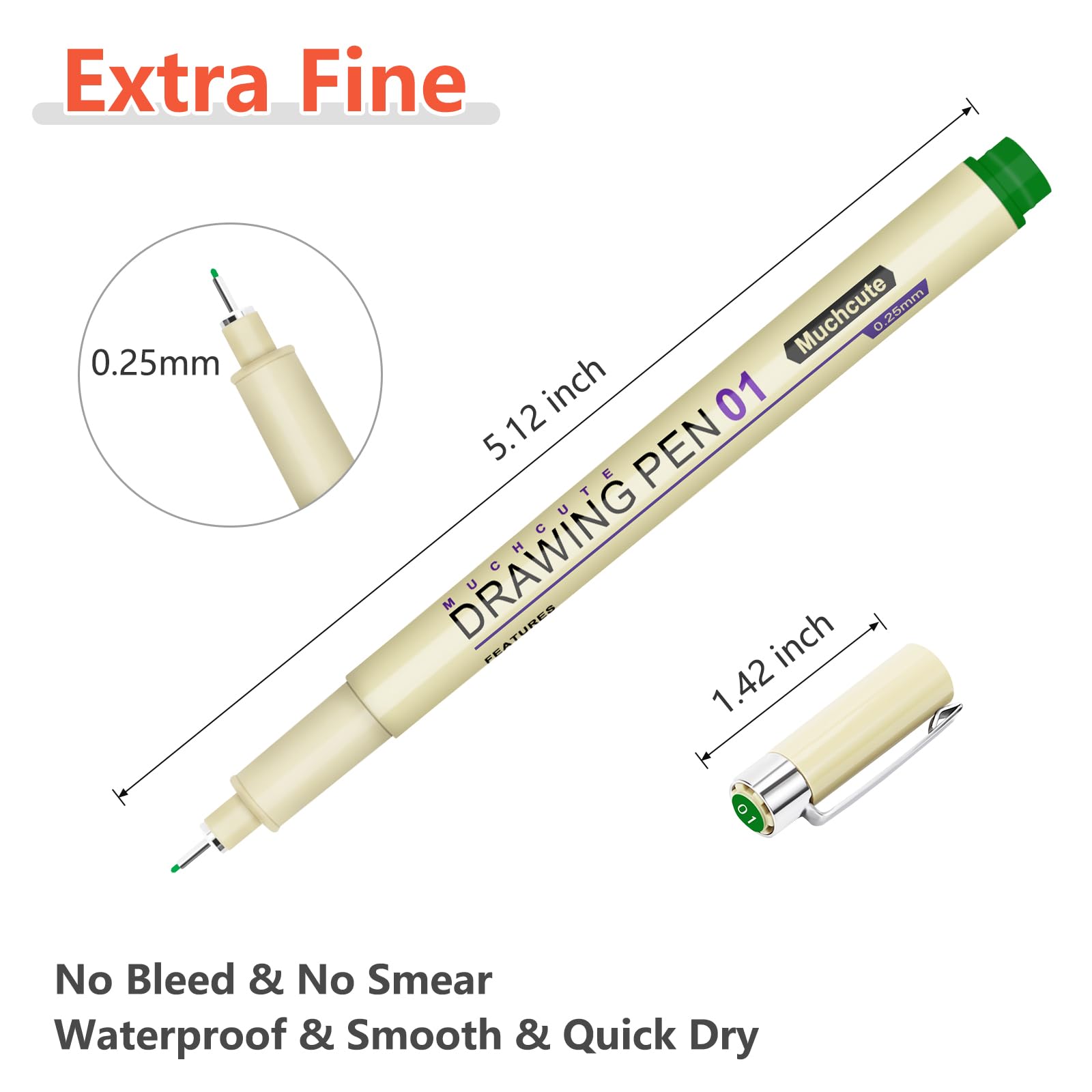Muchcute Micro Fineliner Drawing Art Pens: 20 Set (12 Colors & 8 Black) Extra Fine Line Waterproof Ink Artist Supplies Archival Inking Ultra Thin Markers Sketch Sketching Watercolor Zentangle Stuff