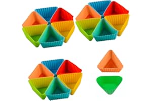 NUOBESTY 20pcs Silicone Mini Triangle Cake Molds Reusable Muffin Cupcake Baking Cups for DIY Random Color