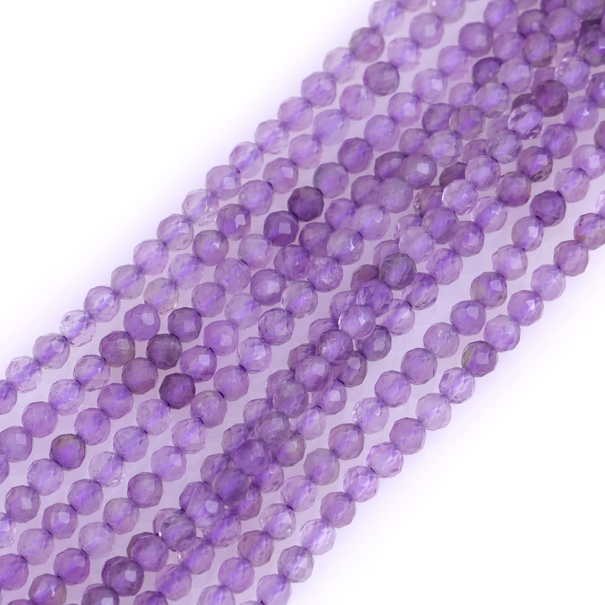 Gem-Inside 2mm Natural Purple Amethyst Real Crystal Gemstone Faceted Spacer Beads for Jewelry Making Strand 15'' — image 1