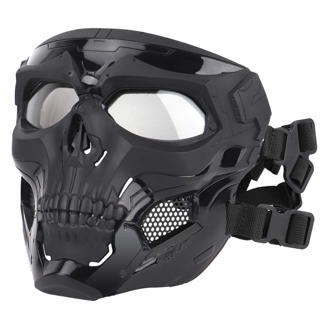 AOUTACC Airsoft Mask,Adjustable Tactical Full Face Protective Masks for Cs Paintball Wargame Halloween Cosplay Costume Party (Black)