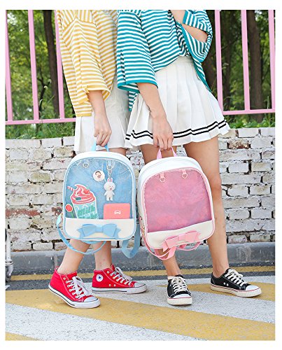SteamedBun Ita Bag Candy Leather Backpack Bowknot Transparent Beach Girls School Bag - Thumbnail 5