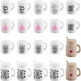 SUNNYCLUE 1 Box 20Pcs 7 Styles Cup Focal Bead Silicone Shaped Beads Bulk Soft Rubber Straw Cup with Word Loose Spacer 3D Pen Beads for Jewelry Making Bracelet Necklace Keychain Adults Supplies