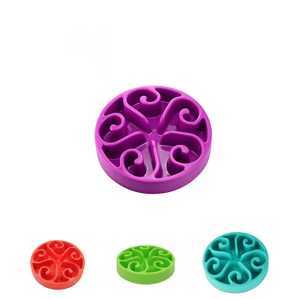 PP Plastic Pets Slow Feeding Bowl Flower Design Anti-Choking Slow Eating Dog Cat Bowl