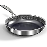 WhatsClad 10" Hybrid Ceramic Nonstick Frying Pan, 3-Ply Stainless Steel Skillet, 2-Layer Coating, PFAS & PTFE Free, 9H Hardness & Corrosion Resistance, Dishwasher Safe, Induction Compatible-Black