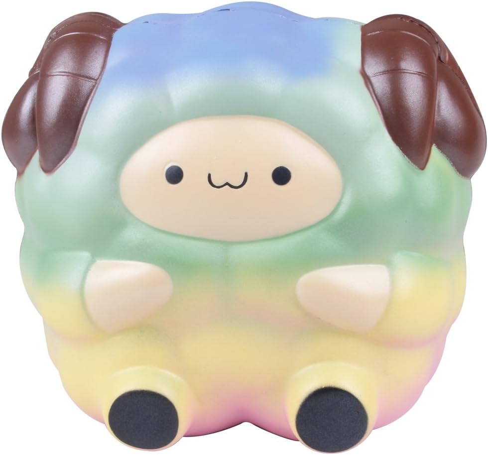 AIKEMI Easter 6.5'' Slow Rising Squishies Slice Jumbo Soft Rainbow Sheep Cream Scented Squeeze Hand Wrist Gifts