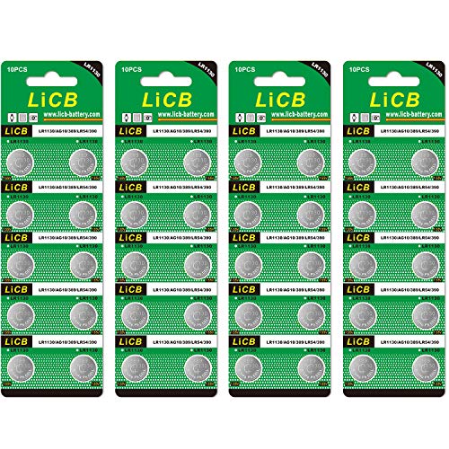 LiCB 40 Pack LR1130 AG10 Batteries 1.5V Alkaline Button Cell Battery for Watch (The Best Golf Cart Batteries)