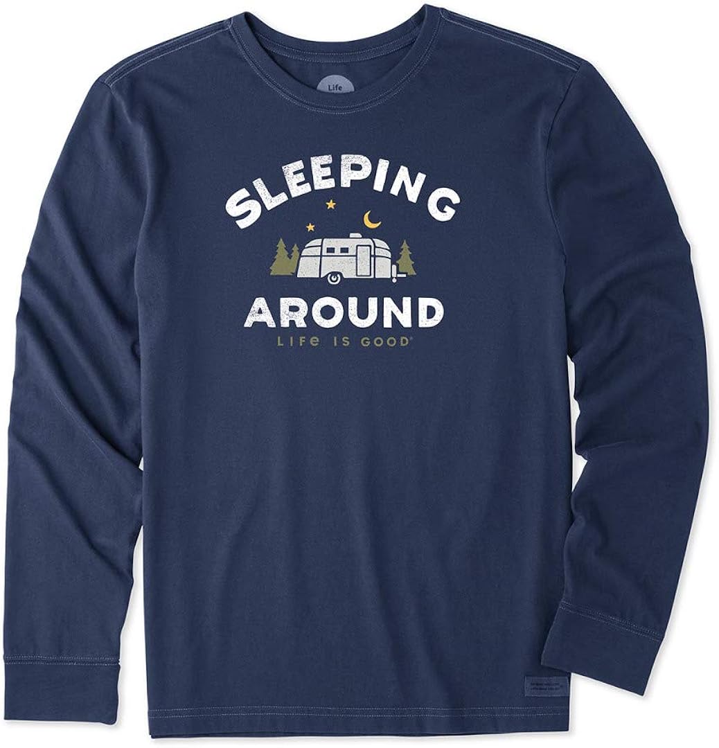 Life is Good Mens Long Sleeve Crusher Graphic T-Shirt: Clothing