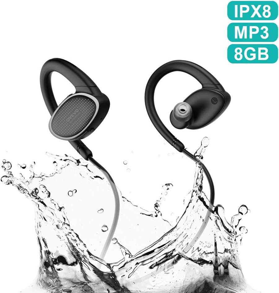 Bluetooth Headphones Waterproof IPX8, Wireless Earbuds Sport, Richer Bass HiFi Stereo in-Ear Earphones w/Mic, Case, 8 Hrs Playback Noise Cancelling Headsets (Comfy & Fast Pairing),8GB MP3 Player.